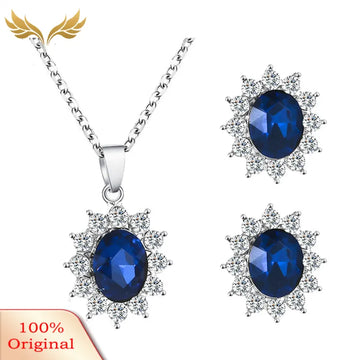 Pendant Necklace Earrings Exquisite Cubic Zirconia Women Jewelry Set